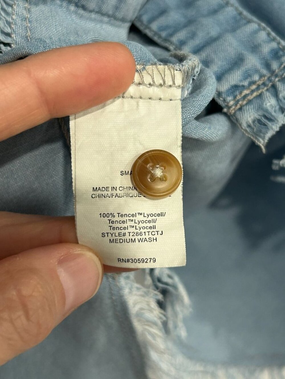 Thread + Supply Small Blue Tencel Button-Down Frayed Shirt Minimalist Coastal - Picture 8 of 11